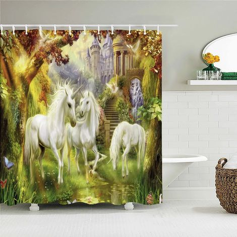 Rideau de douche amusant avec crochets, imperméable, motif chat et chien 3D, 180 x 240 cm, personnalisable et créatif.
