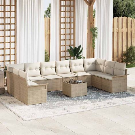 vidaXL Gartensofa-set mit Speicher 11 pcs Braun Poly-Rattan (1/5)