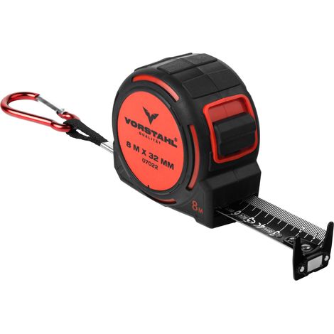 Mètre ruban double face, longue portée, en acier inoxydable, 5 m x 32 mm (1/5)