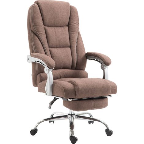 Fauteuil de bureau sur roulettes avec repose-pieds et hauteur ajustable pivotant en tissu marron 100002586 (1/4)