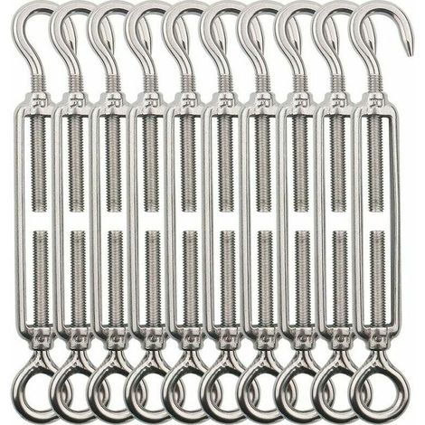 M5 Haken-Kabelspannschloss (Haken und Öse), Stahldrahtspannschloss / Edelstahl 304 Kabelspannschloss für Wäscheleine, Stahlkabel, Stahlseil - 10 Stück (1/4)