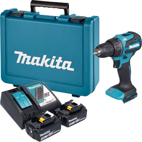 Taladro atornillador a batería Makita DDF 490 RTE de 18 V, 65 Nm, sin escobillas + 2 baterías de 5,0 Ah + cargador + maletín (1/5)