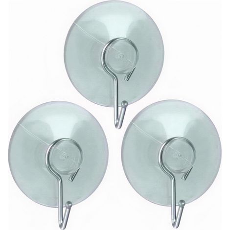 Metaltex Set mit 3 transparenten Saugnapfhaken aus Edelstahl