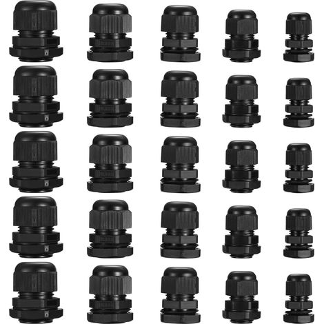 25 Pièces Presse-étoupes étanches, Connecteur de Câble Joint Presse Etoupe Réglable pour Maison Jardin Éclairage Extérieur - PG7/PG9/PG11/PG13.5/PG16 (1/5)