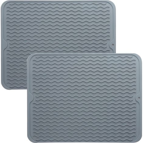 Set di 2 tappetini asciugapiatti, tappetini in silicone resistenti al calore per posate e piatti, piano cucina, vassoio raccogligocce
