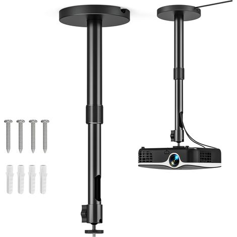 Support de Plafond pour Projecteur, Pieds de Projector de Mural avec Vis 1/4", Support Videoprojecteur avec Perche d'extension 27,5-38 cm pour Home Cinéma, Salle de Jeux, Bureau (1/5)