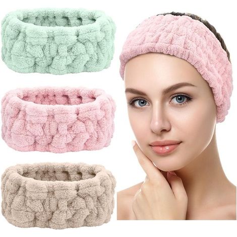 Ensemble de 3 bandeaux (bandeau nettoyant visage, bandeau maquillage, bandeau polaire pour les soins de la peau et le spa, bandeaux sport et yoga) (1/5)