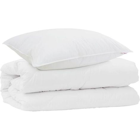 Housse de couette blanche en microfibre, comprend deux taies d'oreiller (1/5)