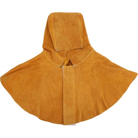 Casque de soudage jaune en cuir de vache, masque de protection faciale et cou isolant thermique, écran de sécurité pour soudeur (1/5)
