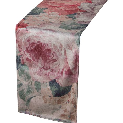 Runner da Tavolo Alexandra House Living Rosa Tessile 180 x 30 cm Velluto Floreale (1/4)