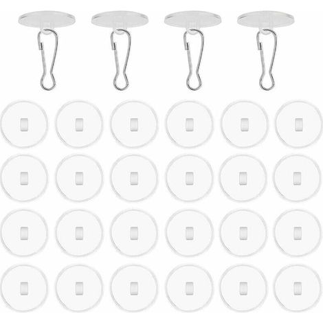 30 Pieces Clear Self-Adhesive Ceiling Hooks, No Drilling Required, Ceiling Hooks with Flag Pole Clamps, Decorative Hooks for Hanging Wind Chimes, Living Room, Bedroom, etc. (1/5)