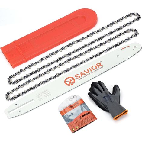 Lot de 2 Chaînes de tronçonneuse avec Protège-guide et Guide de 35 cm - 3/8"LP 52 maillons 1,3 mm - Compatible avec Husqvarna, Makita, Einhell, Ryobi et autres (1/5)