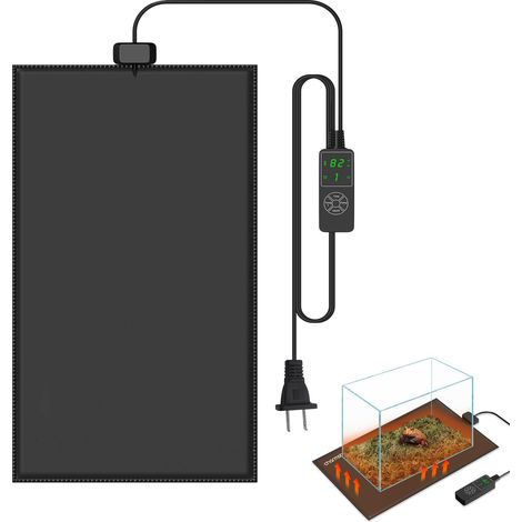 Tapis chauffant pour reptiles - Tapis chauffant - Tapis chauffant pour semis - Tapis de croissance pour plantes - Tapis chauffant pour reptiles - 12 x 28 cm - Avec ajusteur - Convient aux semis, anima (1/5)