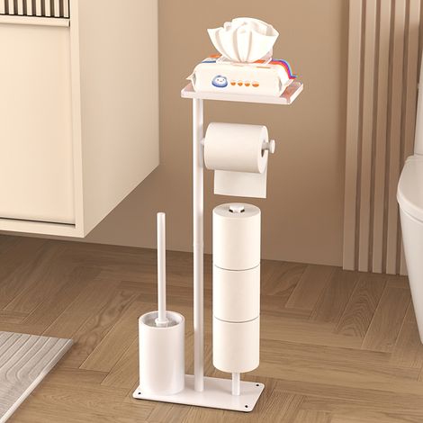 Freestanding Stainless Steel Toilet Paper Holder with Storage Shelf – Self-Adhesive Bathroom Organizer for Toilet Paper Rolls (1/5)