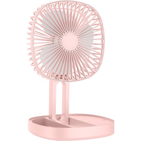 Mini ventilateur portable mural/de bureau, pliable, électrique, rechargeable par USB, petit ventilateur de bureau rose (1/5)