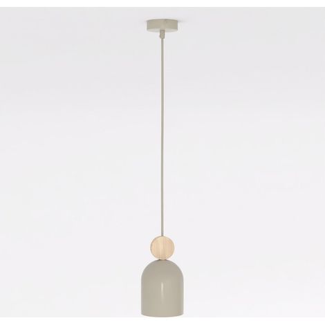 Lampada a sospensione MESI in acciaio e legno beige