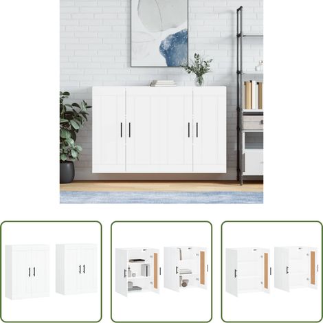 vidaXL Armoire de rangement - Armoires murales 2 pcs blanc bois d'ingénierie (1/5)