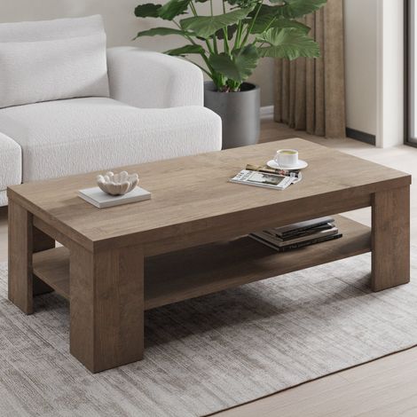 Carlazzo Couchtisch, ein Fach, rechteckig, Tischplatte in Walnuss-Nuance, 130x67x41h cm, Braun Walnuss (1/3)