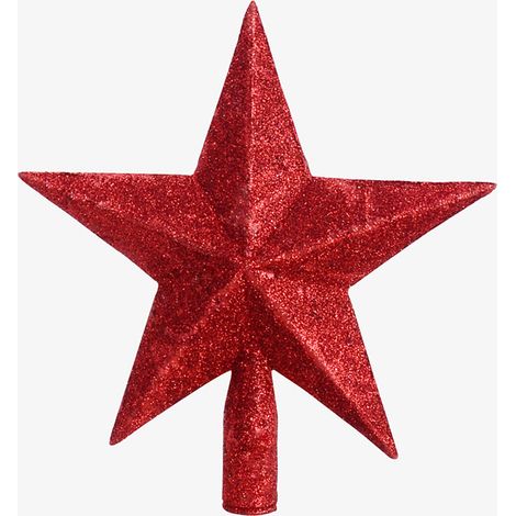 Cimier de sapin de Noël à paillettes (20 cm) - Cimier de sapin de Noël (rouge) (1/4)