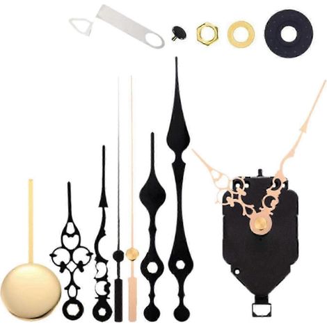 Pièce de rechange pour mécanisme d'horloge à pendule (à monter soi-même), avec 3 paires d'aiguilles, mécanisme d'horloge murale à pendule pour horloge à broderie 3D, horloges artisanales-Shaft 16mm (1/5)
