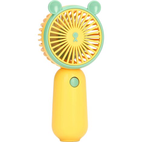 Ventilateur portatif mignon en forme d'ours, rechargeable par USB, alimenté par batterie, poignée ergonomique, mini ventilateur adapté aux voyages et à une utilisation à domicile. (1/5)