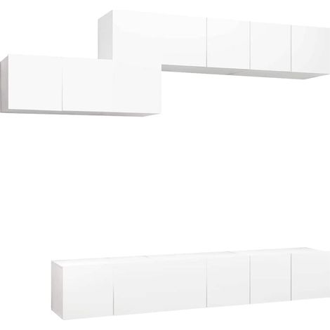 Maison Exclusive - 7-tlg. TV-Schrank-Set Weiß Holzwerkstoff