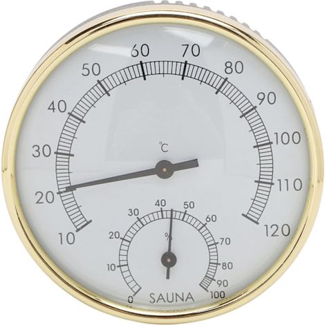 Thermomètre de sauna mural à échelle transparente, hygromètre à induction physique en acier inoxydable (1/4)