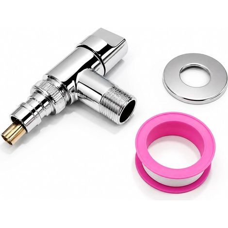 1/2 and 3/4 Stainless Steel Washing Machine Tap with Automatic Water Stop,Angle Tap, For Washing Machine Hose Connection (1/5)