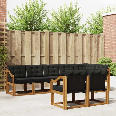 vidaXL Set di divani da esterno con cuscino 8 pcs Naturale e Nero