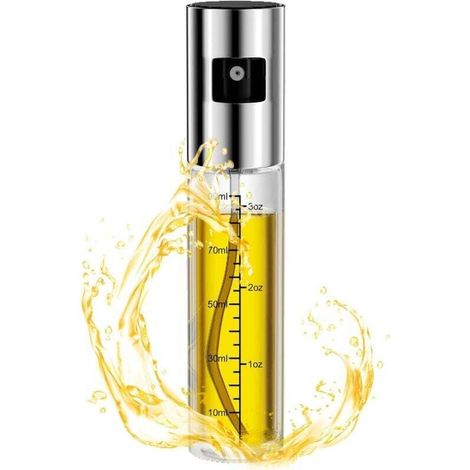 Vaporisateur Huile 100ml Bouteille Rechargeable Transparente avec Échelle pour Cuisson Grillades Pâtes Salades