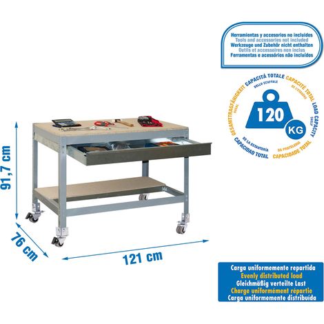 Simonrack Arbeitstisch Grau und Holz mit Schublade