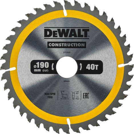 DEWALT DT1945-QZ Circular saw blade 190mm x 30mm x 40T