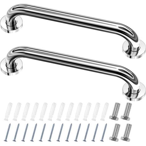 Toilet Grab Bar Set of 2, Stainless Steel Shower Grab Bar, 30cm Angled Bathroom Grab Bar, Shower Bars, Stainless Steel Bathtub Handrail for Elderly/Disabled/Children (1/5)