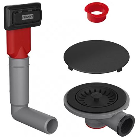 Franke – Kit de vidage noir mat pour lavabo – Matériau résistant aux taches et chaleur – Compatible éviers Fragranite – Bouchon à clapet et trop-plein