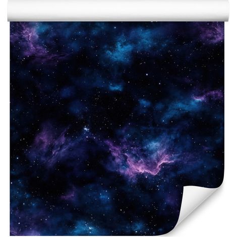 Carta da parati acquerello galassia blu navy, composizione simmetrica 50x1000 cm (1/5)