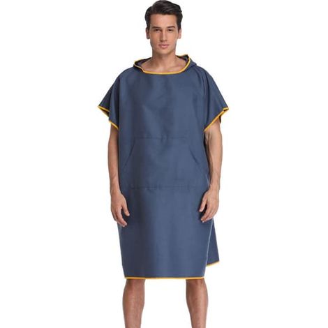 Manteau de plage à séchage rapide avec bordure contrastée bleu marine (1/4)