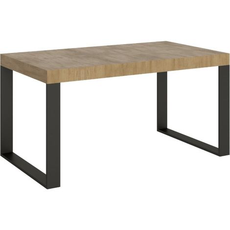 Table extensible 160 à 264cm bois clair et pieds métal anthracite Tiroz (1/5)