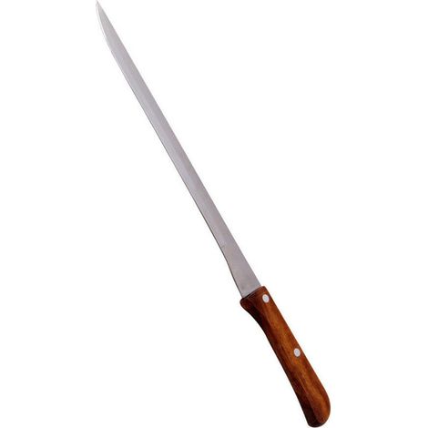 couteau à jambon manche bois 36,5 cm acier inoxydable