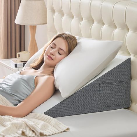 Wedge Pillow for Sleeping - 60x60x30cm Bed Wedge for Headboard Triangle Pillow, Memory Foam Wedges for Acid Reflux, GERD, Snoring, Post Surgery Back Pain Relief, Leg Elevation, Washable Cover (1/5)