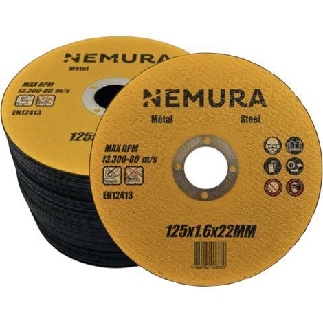 Lot de 50 disques à tronçonner 125mm pour le métal (125 X 1.6 X 22.2MM)