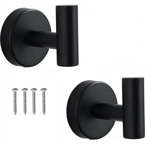 noir Crochet de salle de bain SUS 304 Crochets suspendus au mur robustes muraux pour salle de bain, Crochet à peignoir Crochets en acier inoxydable, (1/5)