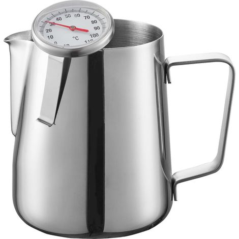 Lattiera professionale con termometro 500 ml argento Barista duka (1/4)