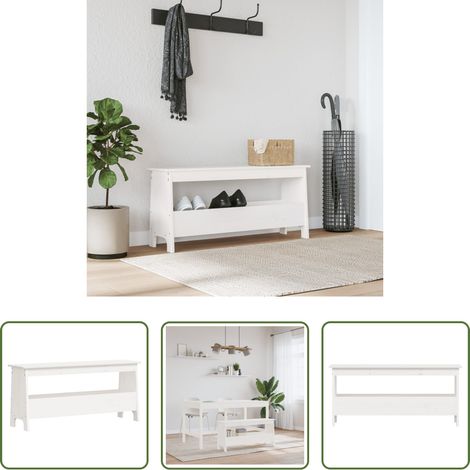 Massivholz Kiefer -  Flurbank Weiß 100 x 28 x 45 cm Massivholz Kiefer (1/5)