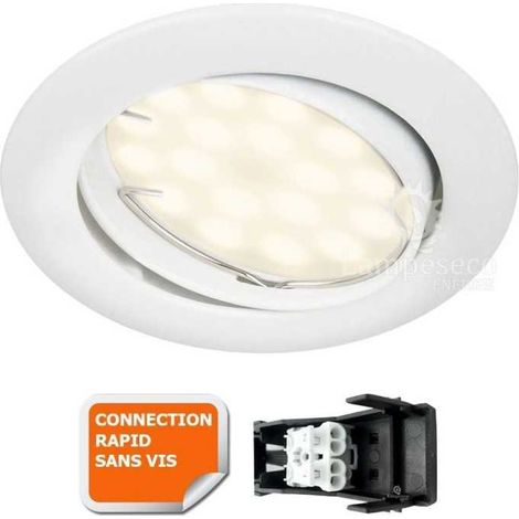 Lampesecoenergie – Spot encastrable orientable LED GU10 230V 5W – Équivalent 50W halogène – Lumière blanc neutre 4000K – Angle de diffusion 120° (1/4)