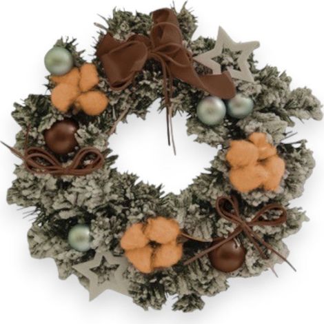 Abrepuertas navideño con adornos de color café de 30 cm de diámetro ideal para decorar puertas y entradas de forma elegante