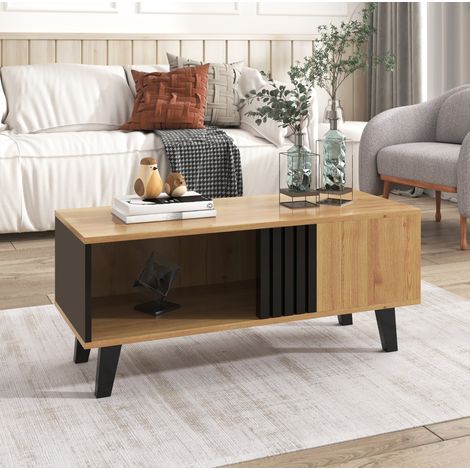 tavolo soggiorno 100x60x45 con vani legno nero elegante OKMYHOME (1/5)