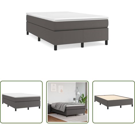 Matelas à ressorts ensachés - Sommier à lattes de lit avec matelas gris 120x190 cm similicuir (1/5)