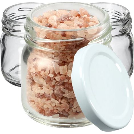 Lot de 20 mini bocaux en verre Weck, 40 ml, ronds, avec couvercle à visser, pour dégustation, confiture, miel, etc (1/5)