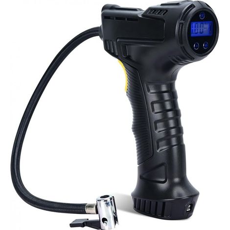 Compresseur d'air sans fil 120 W – Gonfleur de pneus avec 3 buses – Éclairage LED – Rechargeable USB – Pression max 150 psi (1/5)