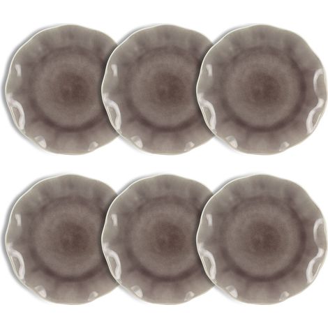 Lot de 6 assiettes plates 26,5cm en grès, NOVA